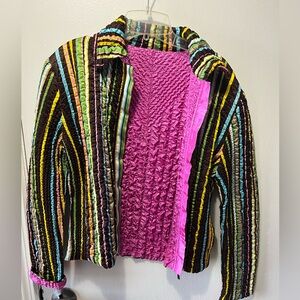 Vibrant Striped & Solid Women's Reversible Puffer Jacket